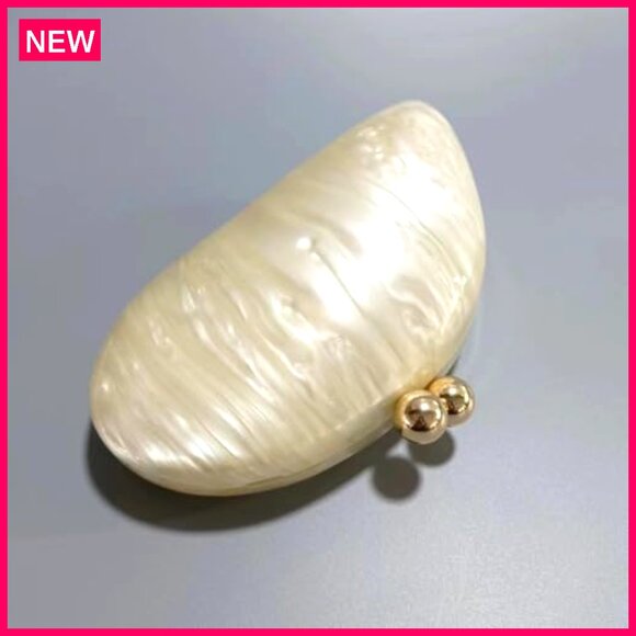 Acrylic Shell Clutch Evening Bag with Chain for Wedding Party Prom